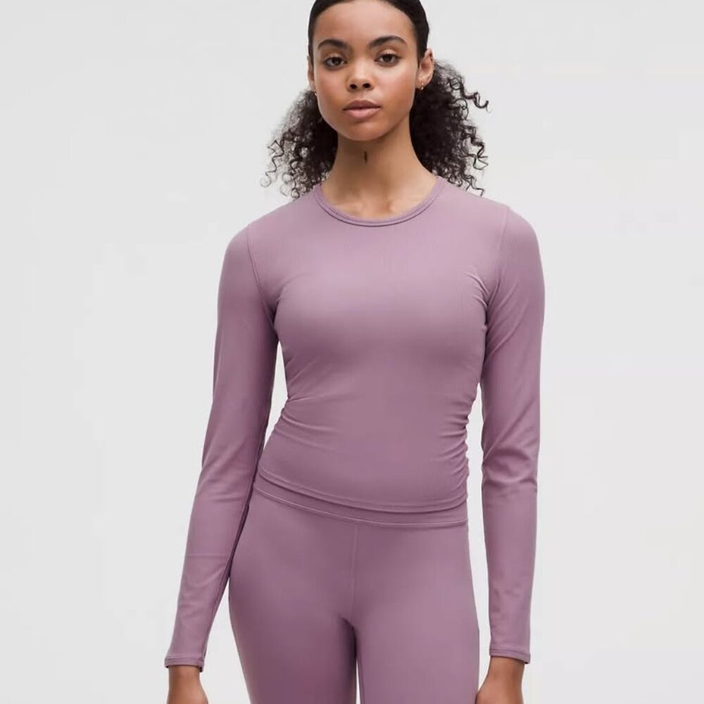 Lululemon Back-Twist Ribbed Shirt in Lavender Lux (retails for $68, sz 4)